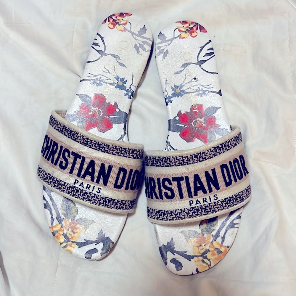 Dior Mille Fleurs cloth slides